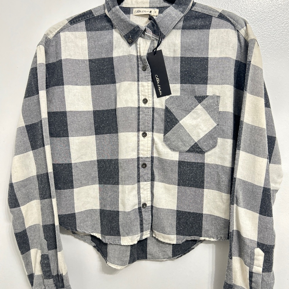 Chloe & Katie Black and White Plaid Shirt Sz. M